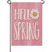 Hello Spring Pink Small Decorative Garden Flag Daisy Flower Floral Yard Lawn Outside Decor Seasonal Burlap Outdoor Home Decoration Double Sided 12 x 18