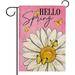 Hello Spring Daisy Flower Garden Flag Double Sided Floral Pink Decorative Yard Outdoor Home Small Decor Yellow Butterfly Seasonal Burlap Outside House Decoration 12 x 18