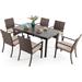 durable & William 9 Pieces Patio Dining Set for 8 Outdoor Dining Furniture with 1 X-large E-coating Square Metal Table and 8 Rattan Chairs with Cushions Outdoor Table & Chairs f