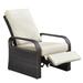 Outdoor Recliner Automatic Adjustable Wicker Lounge Recliner Chair with Comfy Thicken Cushion All Weather Aluminum Frame Brown Wicker + Beige Cushion