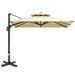 10ft Offset Patio Umbrella Hanging Cantilever Umbrella Square Shape Aluminum Cross Base Tilt 360-Degree Rotation Beige