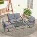 4-Piece Outdoor Patio Furniture Sets Patio Conversation Set with Removable Seating Cushion Courtyard Patio Set for Home Yard Poolside