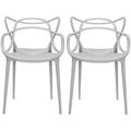 NLIBOOMLife Stackable Contemporary Modern Designer Plastic Dining Chairs Open Back Chairs for Indoor or Outdoor Use White