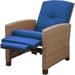 Indoor & Outdoor Recliner All-Weather Wicker Reclining Patio Chair Blue Cushion (Blue 1 Chair) Front Porch Outdoor Patio Furniture Chairs Set