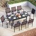 durable & William 9 Pieces Patio Dining Set for 6-8 People Outdoor Expandable Metal Table and PE Rattan Chairs Set with Cushions Modern Conversation Furniture for Terrace Porch Back