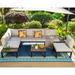 6 Pieces Patio Furniture Set Outdoor Metal Frame Sectional Sofa Conversation Set with Coffee Table&Removable Cushion for Backyard Garden Poolside