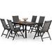 durable & William 9 Pieces Patio Dining Set for 8 Outdoor Furniture with 1 X-Large E-Coating Square Metal Table and 8 Grey Portable Folding Sling Chairs Outdoor Table & Chairs f