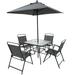 Outdoor Patio Dining Set for 4 People Metal Patio Furniture Table and Chair Set with Umbrella Black Front Porch Outdoor Patio Furniture Table and Chairs Set