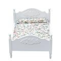 Twin Bed Micro Scene Furniture White Fabric Wooden Baby Child