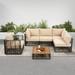 Grand patio 6-Piece Wicker Patio Furniture Set All-Weather Outdoor Conversation Set Sectional Sofa with Water Resistant Beige Thick Cushions and Coffee Table