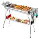 Portable Charcoal Grills Outdoor Folding Barbecue Grill Stainless Steel Foldable BBQ Grill Set w/Spice Plate&Storage&Holder Large Kabob Smoker Grill for Cooking Camping Picnic Garden Party-US Spot