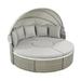 Patio Round Daybed with Retractable Canopy Outdoor Wicker Rattan Sectional Conversation Sofa Furniture Set with Height Adjustable Coffee Table Separate Seating and Removable Cushion Gray