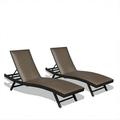 Outdoor PE Wicker Chaise Lounge - Set of 2 Patio Reclining Chair Furniture Set Beach Pool Adjustable Backrest Recliners Padded with Quick Dry Foam (Brown 2 Lounge Chairs)