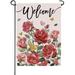 Welcome Valentine s Day Rose Flowers Small Decorative Garden Flag Pink Gold Love Heart Floral Yard Lawn Outside Decor Anniversary Wedding Holiday Outdoor Home Decoration Double Sided 12 x 18