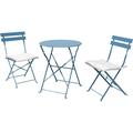 Premium Steel Patio Bistro Set with Cushion Folding Outdoor Patio Furniture Sets 3 Piece Patio Set of Foldable Patio Table and Chairs (Blue with Cushion)