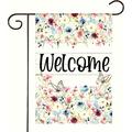 HGUAN Welcome Spring Floral Garden Flag Vertical Double Sided Blooms Flower Colorful Yard Flag Butterfly Blue Pink Seasonal Farmhouse Decorations House Holiday Decor for Porch Patio