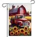 HGUAN 4th of July Memorial day Patriotic Red Truck Sunflower Garden Flag Independence Day Double Sided for Outside Sunflower Welcome Small Yard Flag Vertical Outside Farmhouse Holiday