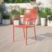 HONGDONG Commercial Grade Coral Indoor-Outdoor Steel Patio Arm Chair with Square Back