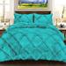 BedDecor 400TC 100% Egyptian Cotton 3PC Turquoise Blue King/California King Size Diamond Ruffle Duvet Cover Set