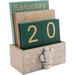Perpetual Calendar Wooden Calendar for Home Office Desk Accessories Vintage Wood Block Calendar Green
