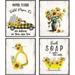 Funny Bathroom Wall Art Poster Yellow Bathroom Wall Decor Grey and Yellow Sunflower Pictures For Bathroom Decor Rustic Bathroom Wall Decor Country Farmhouse Bathroom Signs Decor Set Of 4 8x10 In