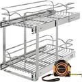 TJUNBOLIFE 2 Tier Pull Out Cabinet Organizer 5WB2-1822CR-1 18 x 22 Inch Under Sink pull out organizer Steel Wire Pots and Pans Organizer Kitchen Cabinet Wholesalehome Tape Measure Include