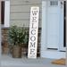 BSL Welcome White W/Sprig Welcome Sign and porch leaner for Front Door Porch Yard Deck Patio or Wall - Indoor Outdoor Decorative Farmhouse Rustic Vertical Home Decor â€“ 8â€�x46.5â€�