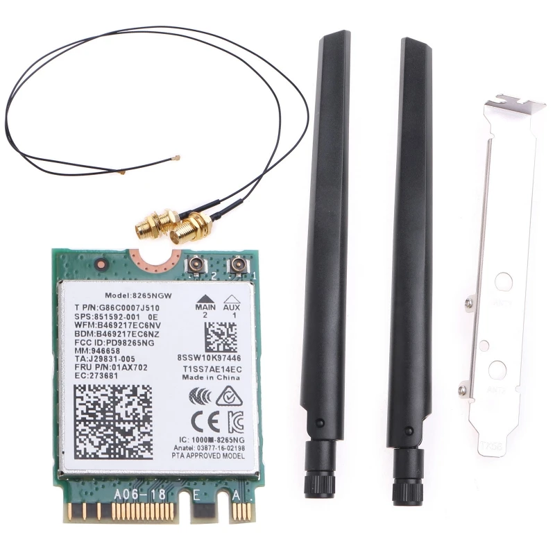WiFi NGFF für M.2 2230 Desktop-Adapter BT 4.2 Wireless 802.11ax 2.4G/5G unterstützt MU-MIMO 8265NGW Gigabit-Netzwerkkarte Image