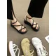 Retro Frau Schuhe High Heel Sandalen All-Match Clogs Keil 2024 Sommer anzug weiblich beige Flip