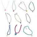 Handgefertigte kurze Halskette mit Perlenkette für Frauen Halskette mit Herz-Anhänger in