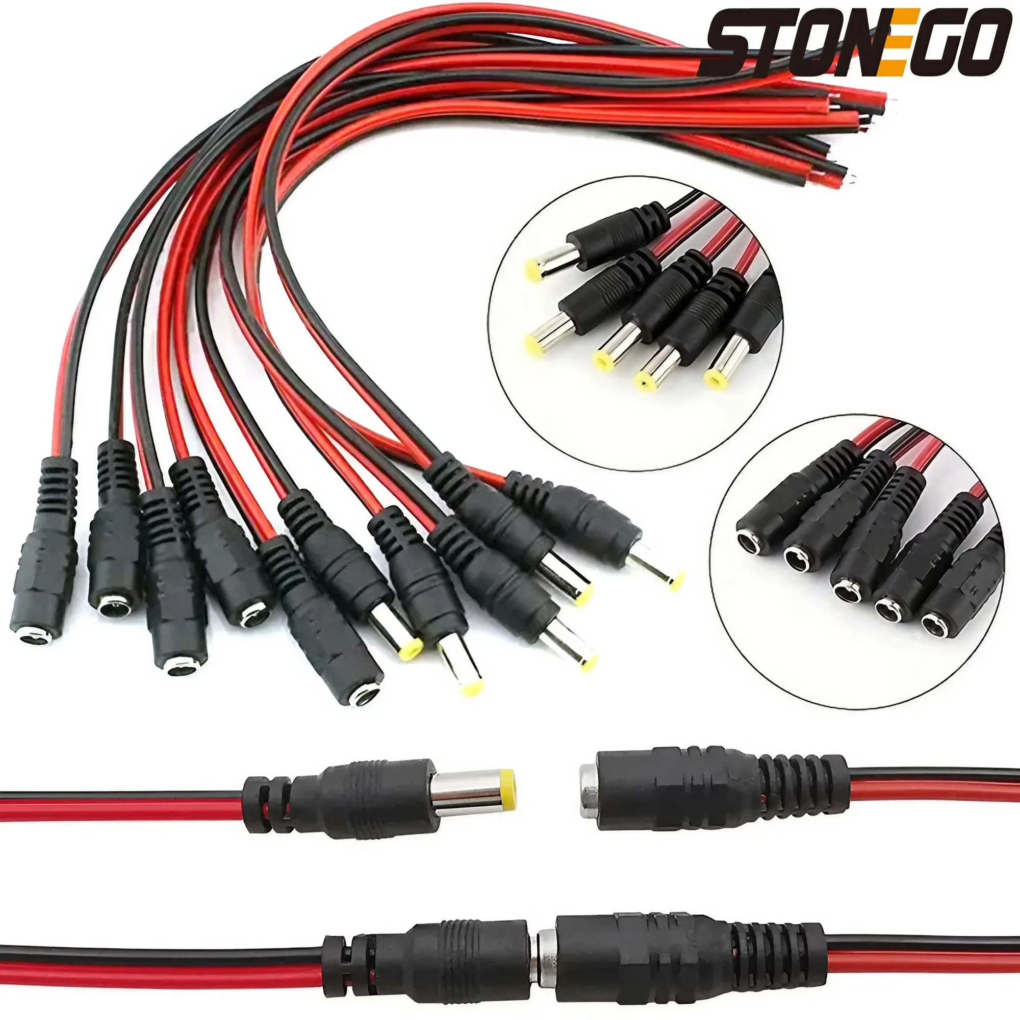 10/20/50Pcs 5,5X2,1mm Männlich Weiblich Stecker 12V Dc Power Pigtail Kabel Jack für CCTV Kamera Stecker Schwanz Verlängerung 12V DC Draht Image