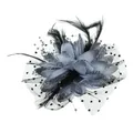 4XBF Fascinators Hüte Einfarbig Blume Mesh Hut Cocktail Tee Party Headwear mit Feder Faux Perle für