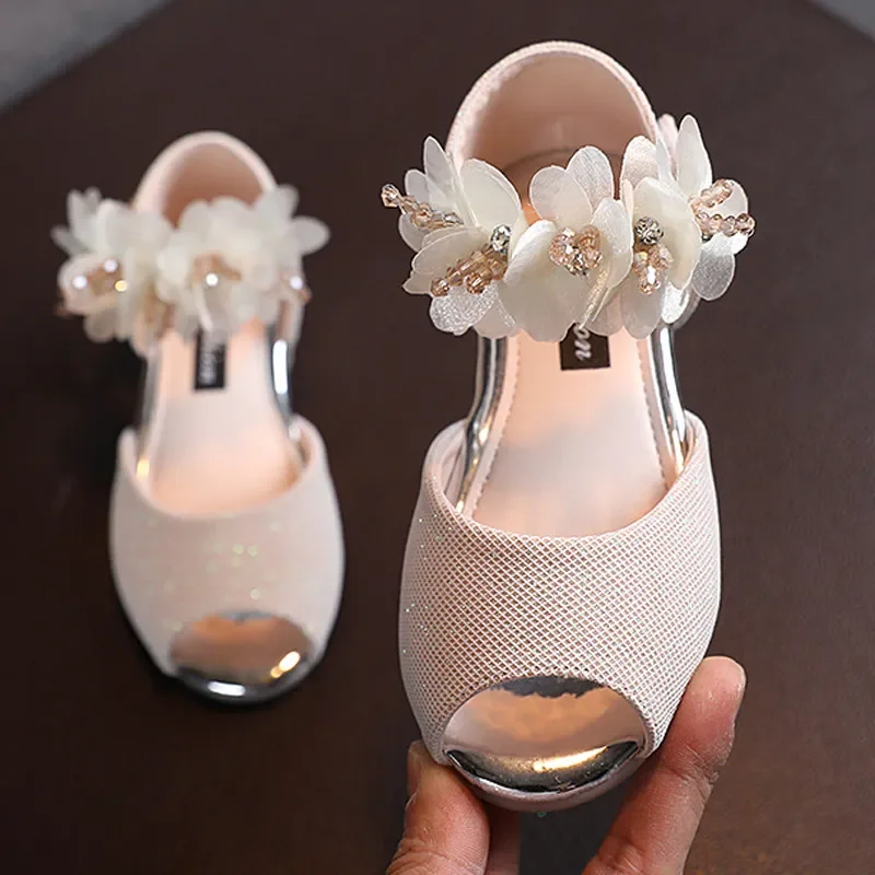 Mädchen Strass Blumen Schuhe Niedrigen Absatz Blume Hochzeit Party Kleid Pumpe Schuhe Prinzessin Schuhe Für Kinder Kleinkind Image