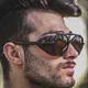 Vintage Steampunk Sonnenbrille Männer runde Sonnenbrille Frauen Retro Leder Brillen klassische Marke