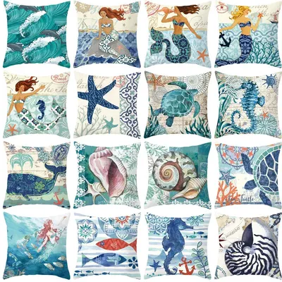 Schildkröte Kissenbezug Meer Stil Schiff Anker Oktopus dekorative Kissenbezug Sofa Kissenbezug Image