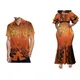 Hot Selling Custom Pacific Island Design Doppel Rüschen ärmel Hawaii Kleid Damen Maxi Bodycon