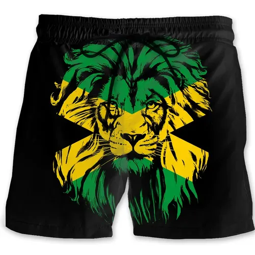 Jamaika Löwe Emblem Grafik Strand Shorts Männer 3D-Druck jamaika nische Flagge Badeanzug Homme