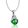 925 Silber grün Jade Perle Anhänger Energie Geschenk Anhänger Amulette Vintage natürliche echte