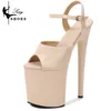 Beige Damenschuhe 20 cm Absatz Schwarz Sexy Super High Pole Dance Party High Heels 8 Zoll Sandalen Plattform Große Schuhe Hochzeit