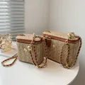 Mini Stroh Eimer crossbody-tasche Für Frauen 2021 Sommer Weave frauen Marke Handtaschen Und