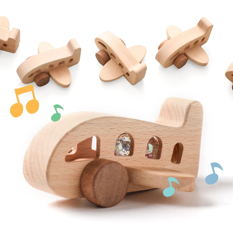 Montessori Baby Holz Flugzeug Spielzeug Glas Perlen Flugzeug Kinder Spielzeug Baby Zubehör Pädagogisches Transport Spielzeug für Kinder Image