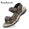 Echtes Leder Sandalen Für Männer Outdoor Schuhe Sommer Strand Alias Hombre Verano Sandale Homme Große Größe 47 48