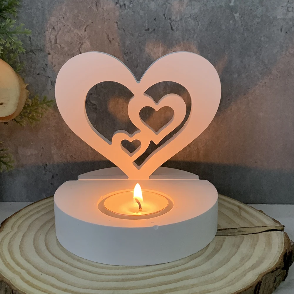3D Hohl Herz Kerze Dekoration Ornamente Liebe Kerzenhalter Gips Form DIY Silikon Form Ostern Geschenk Handgemachte Dekoration Image