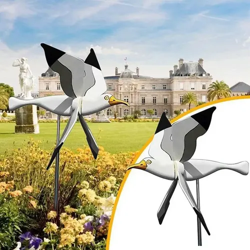 1 stücke Möwe Windmühle Ornamente fliegende Vogel Serie Windmühle Windmühlen für Garten Dekor Pfähle