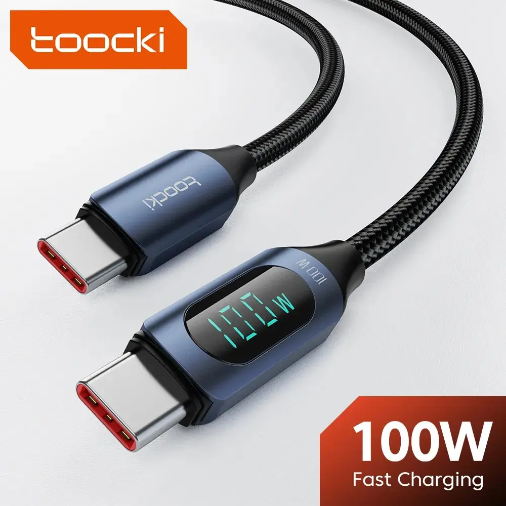 Toocki Typ C auf Typ C Kabel 100 W PD Schnellladegerät USB C auf USB C Displaykabel für Xiaomi POCO F3 Realme MacBook iPad Image