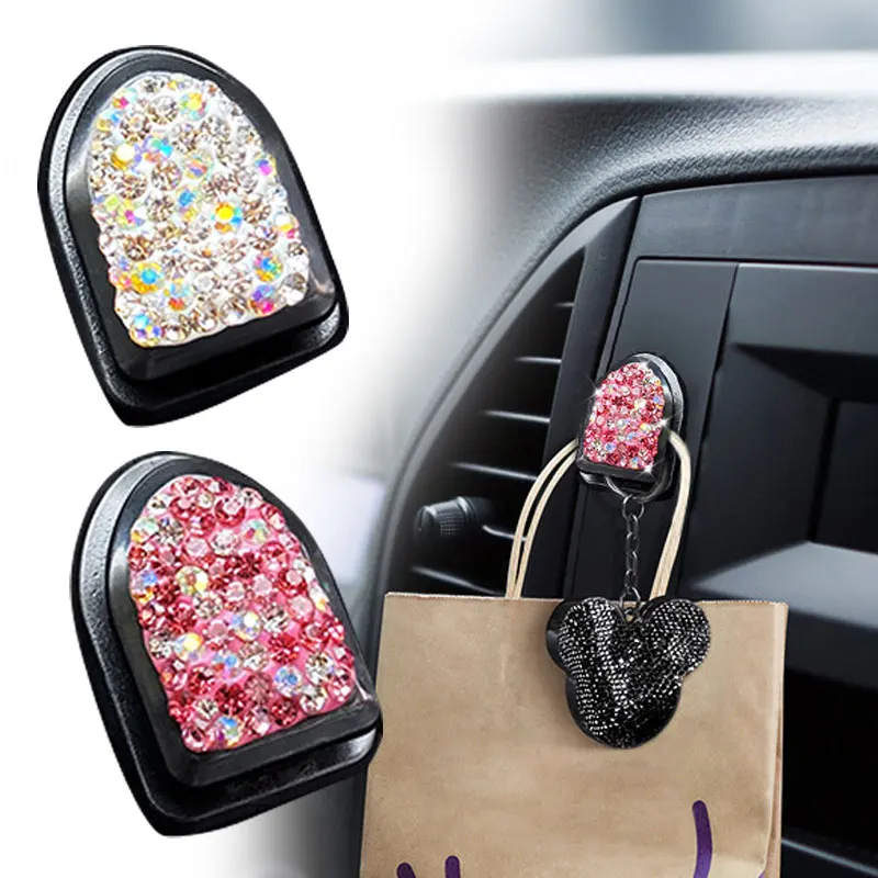 Strass Kristall Haken Tragbare Auto Hängen Tasche Halter Hause Ornamente Dekor Kreative Mini Bling Haken Auto Innen Zubehör