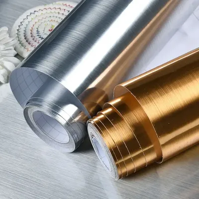 Silber Edelstahl Küche wasserdicht und öl beständig Aufkleber mit dickem Wand kleber hoch temperatur beständige Tapete Image