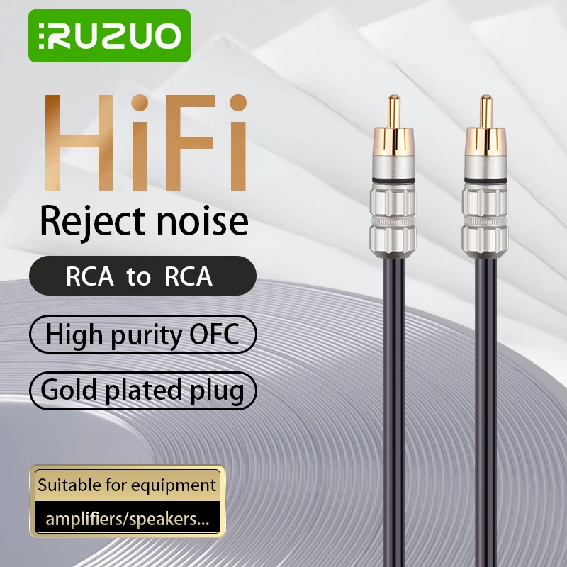 Ruzuo digital hifi rca audio kabel 5,1 stereo ofc rca zu rca koaxialkabel männlich lautsprecher kabel für verstärker dac dvd 0,5 m 1m 2m Image
