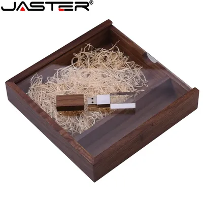 JASTER Fotoalbum-Box aus Holz, USB 2.0-Flash-Laufwerke, 128 GB, kostenloses individuelles Logo, Image