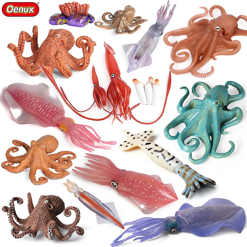 Oenux Marine Molluscs Modell Simulation Tintenfisch Octopus Wachstumszyklus Actionfigur Sealife Tiere Bildung Sammlung Kinderspielzeug Image